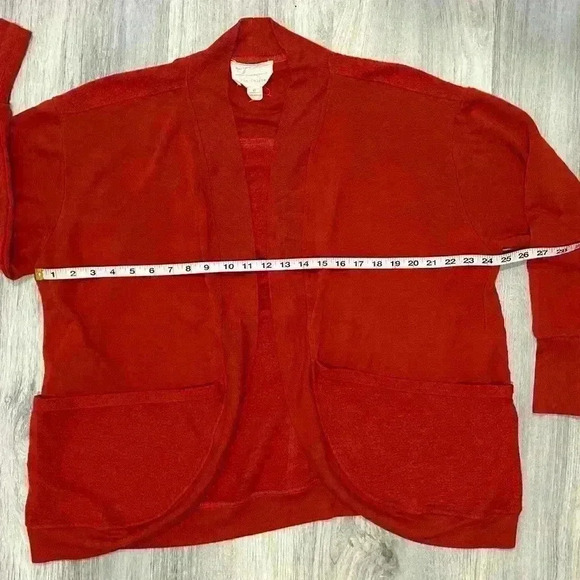 Evy's Tree Open Cardigan Sweater Red Pockets The Celena Size XL - Picture 3 of 7